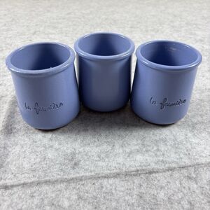 La Fermiere Perikwinkle Blue Small Yogurt Plant Pot Jar Terracotta Clay Set of 3